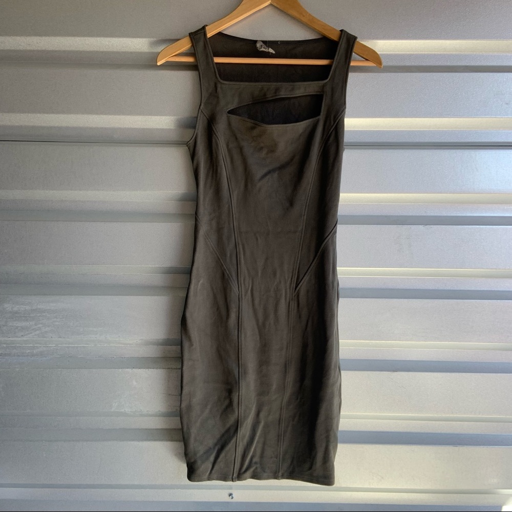 Gray helmet lang dress